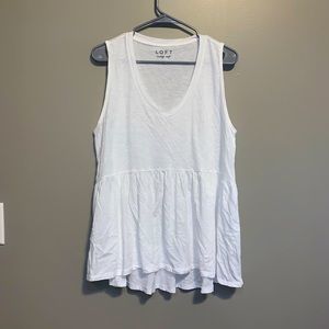 Loft White Sleeveless Peplum Top